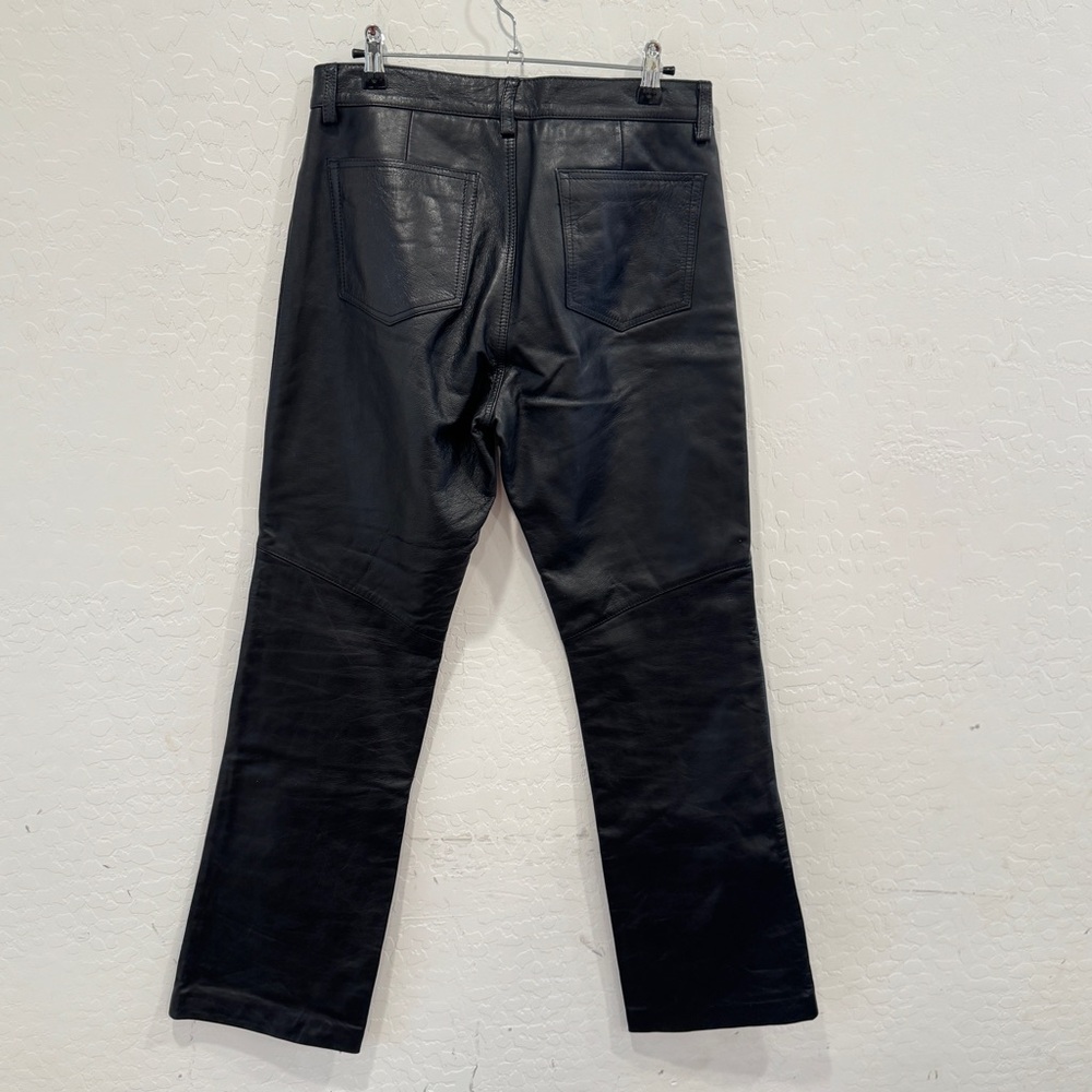 Y2K GAP Leather Boot Cut Pants Womens 8 Black Moto Motorcycle Biker Punk Goth - Picture 7 of 7
